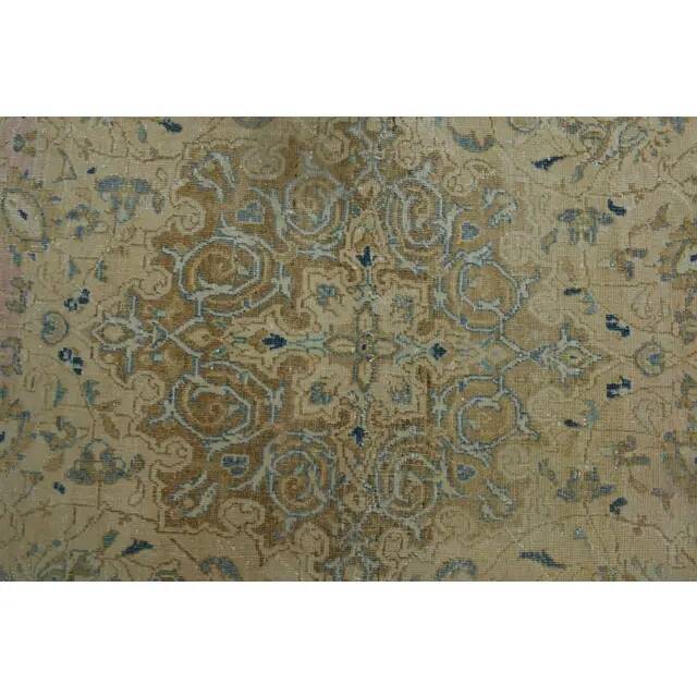 1970s Vintage Persian Handmade Wool Cotton Orange Area Rug 293x382