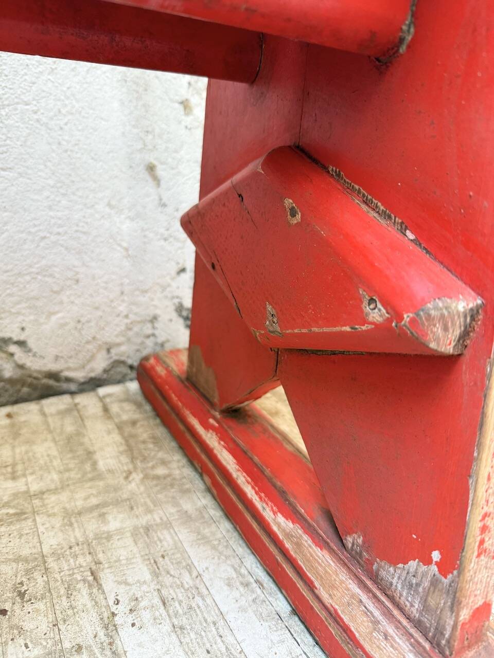1950s oak bench with red patina, 2m