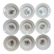 Set of 9 hand-painted Sarreguemines Digoin soup plates