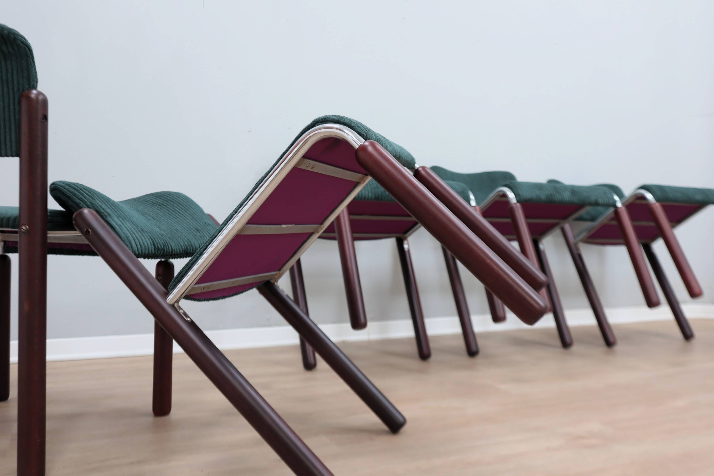 Vintage chrome and wood tubular chairs 1970s