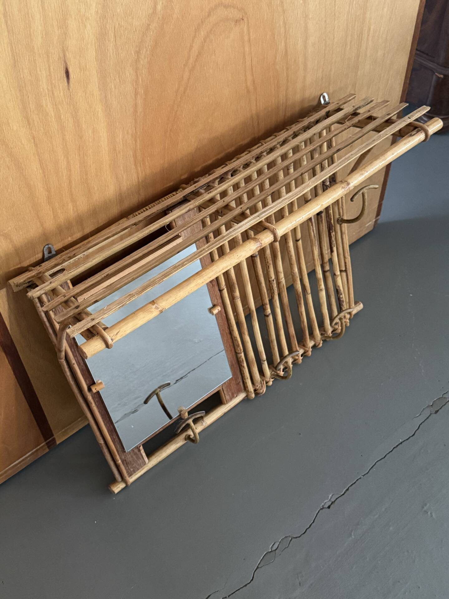 Wall-mounted bamboo coat rack
