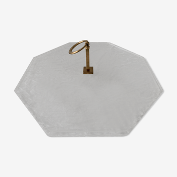 Translucent octagonal cheese platter with brass handle