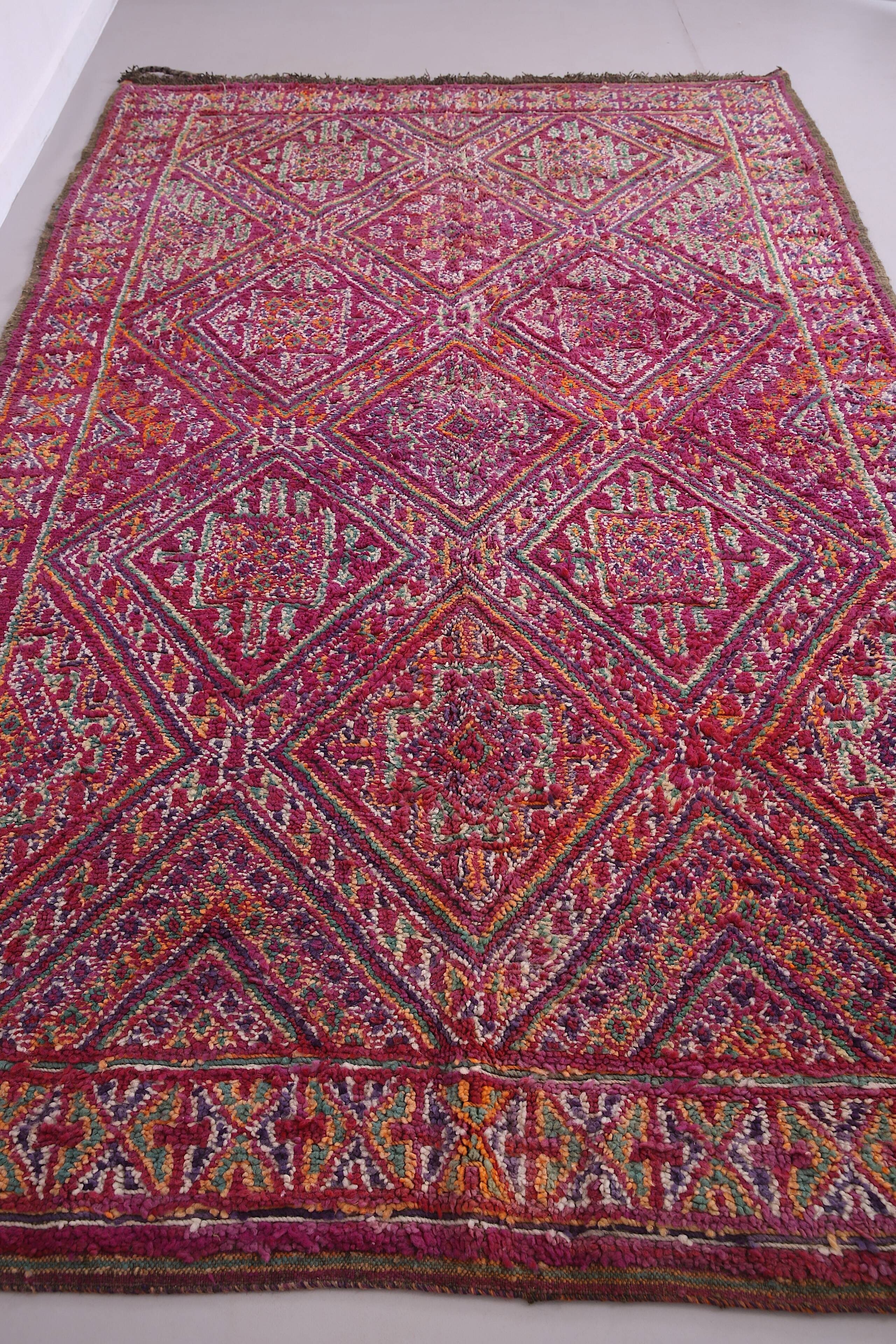 Vintage Moroccan Rug 203 x 340 cm - Moroccan Rug Purple - Berber rug Old