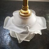 Applique ancienne tulipe pâte de verre forme fleur col de cygne laiton porcelaine art déco 1930