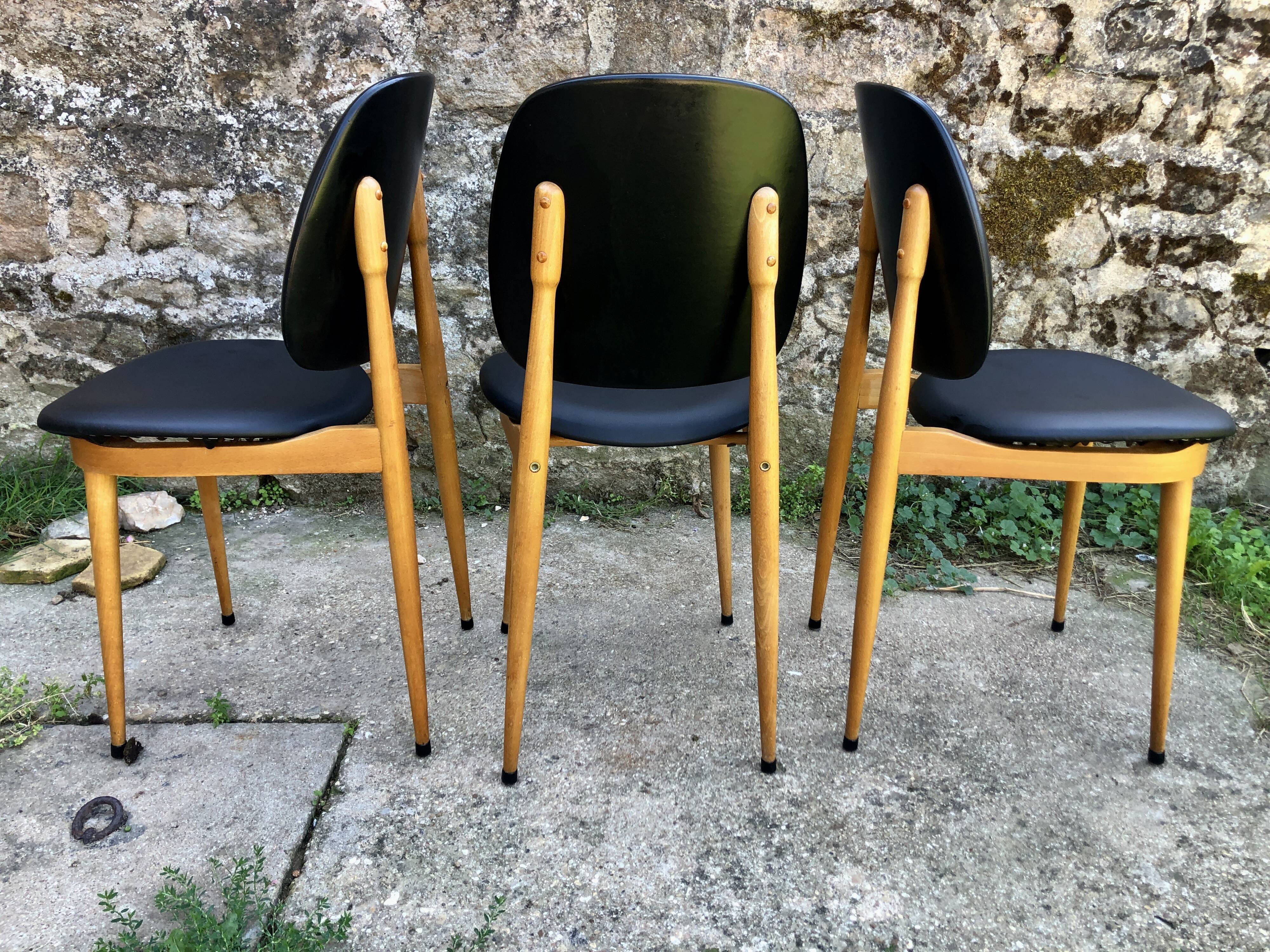 Set of 6 pegasus chairs Baumann skaï black