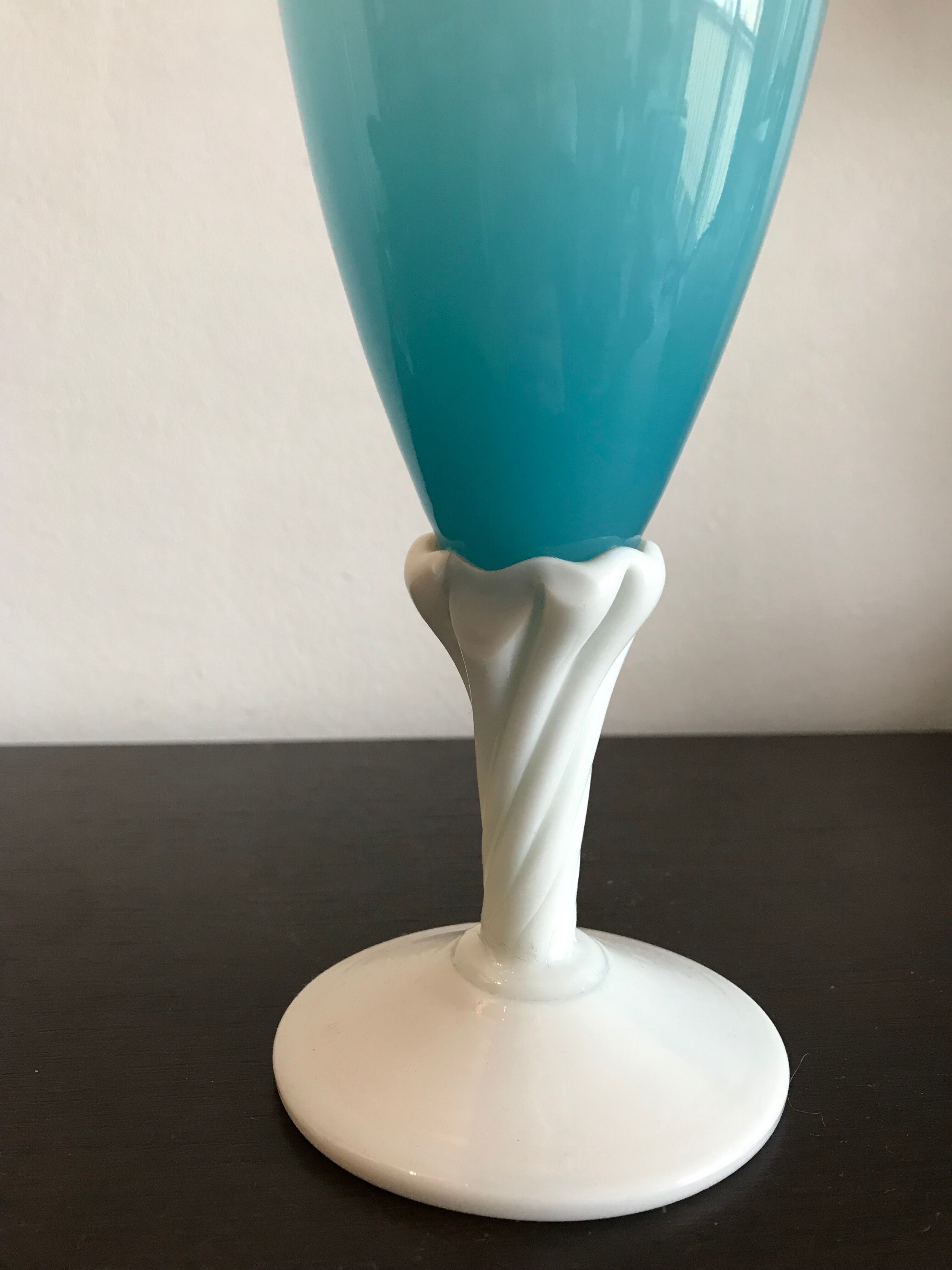 Vintage vase in blue opaline