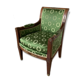 Empire-style armchair in wood and green fabric