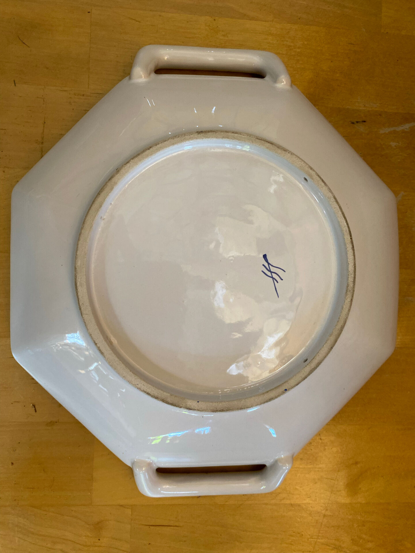 Old style moustiers plate white ceramic polychrome decor vintage