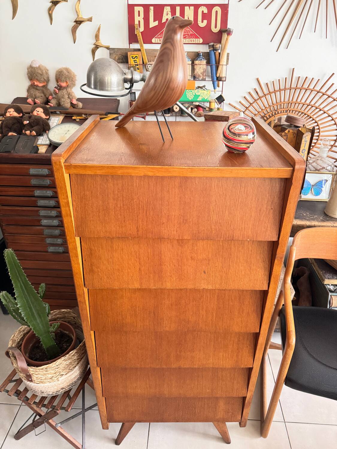 Ancien chiffonnier vintage 6 tiroirs