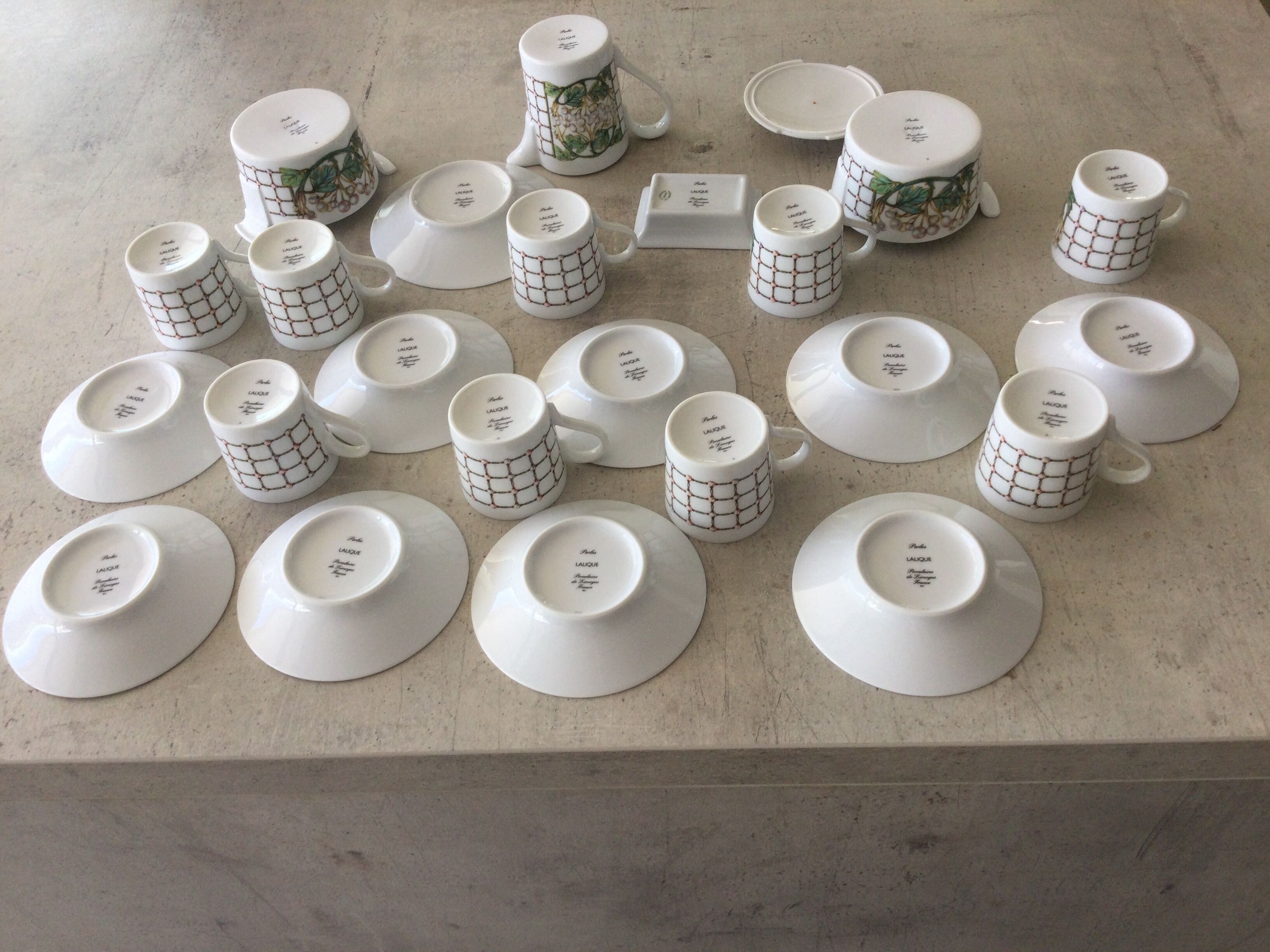 Lalique Coffee Service Pearls Model Limoges Porcelain