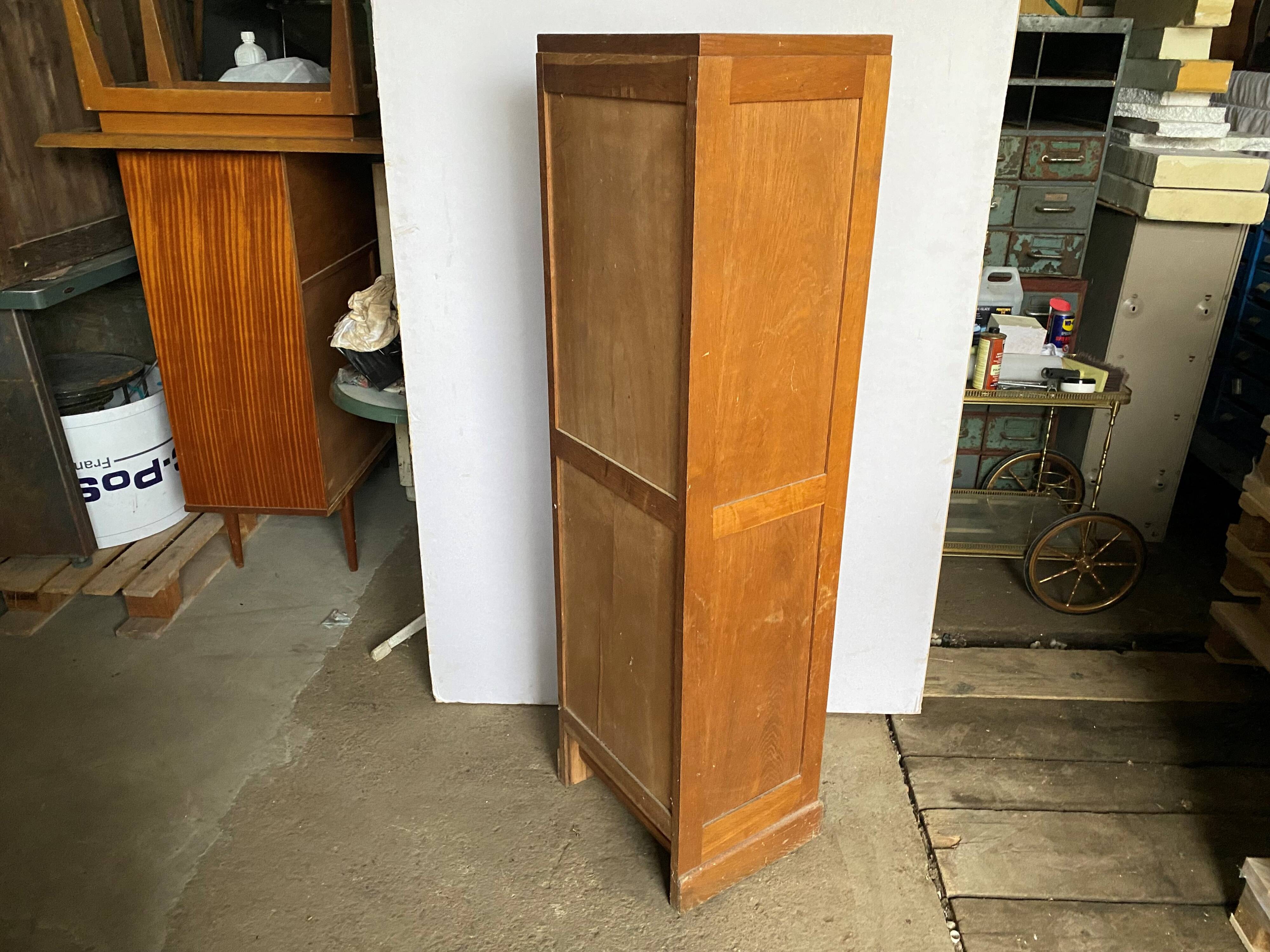 Oak curtained filing cabinet storage furniture 1950