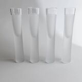 Transparent Murano Glass Liqueur Glasses - Set of 4, Ice-Effect, Heavy Tubular Design, Italy 1980s