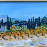 Tableau Provence vignes en Automne / montagne Sainte e
