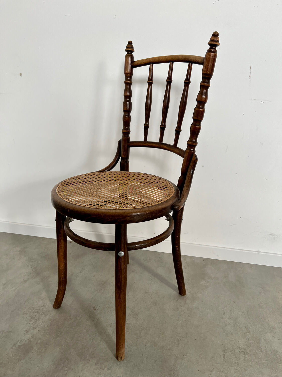 Lot 6 old vintage wooden bistro chairs brand Fischel early 20th century