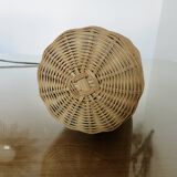 Rattan and glass "bottle" lamp from the 60s and 70s