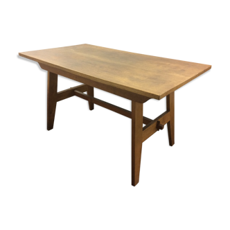 Table reconstruction chêne clair par Rene Gabriel vers 1950