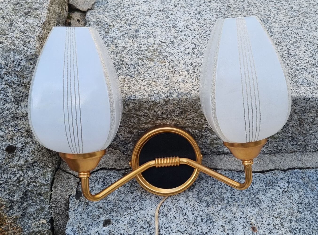 Pair of double wall lamps, tulips, Arlus edition, Paris, circa 50s