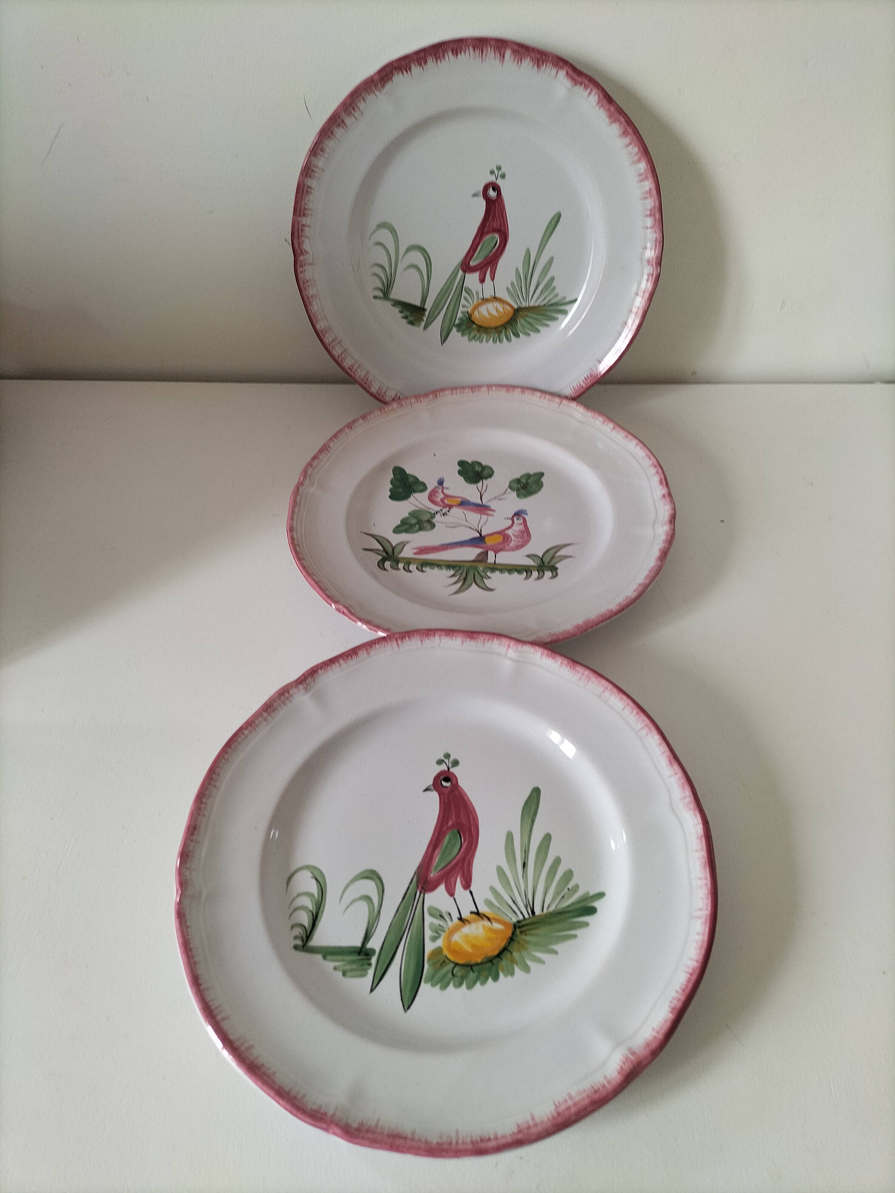 Set of 3 vintage Sainte-Radegonde earthenware plates