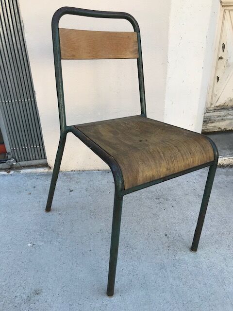 Lot 6 stackable chairs school stella tube/wood