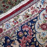 Antique 1920s Persian Kerman rug, floral medallion, red field, 273cm x 362cm