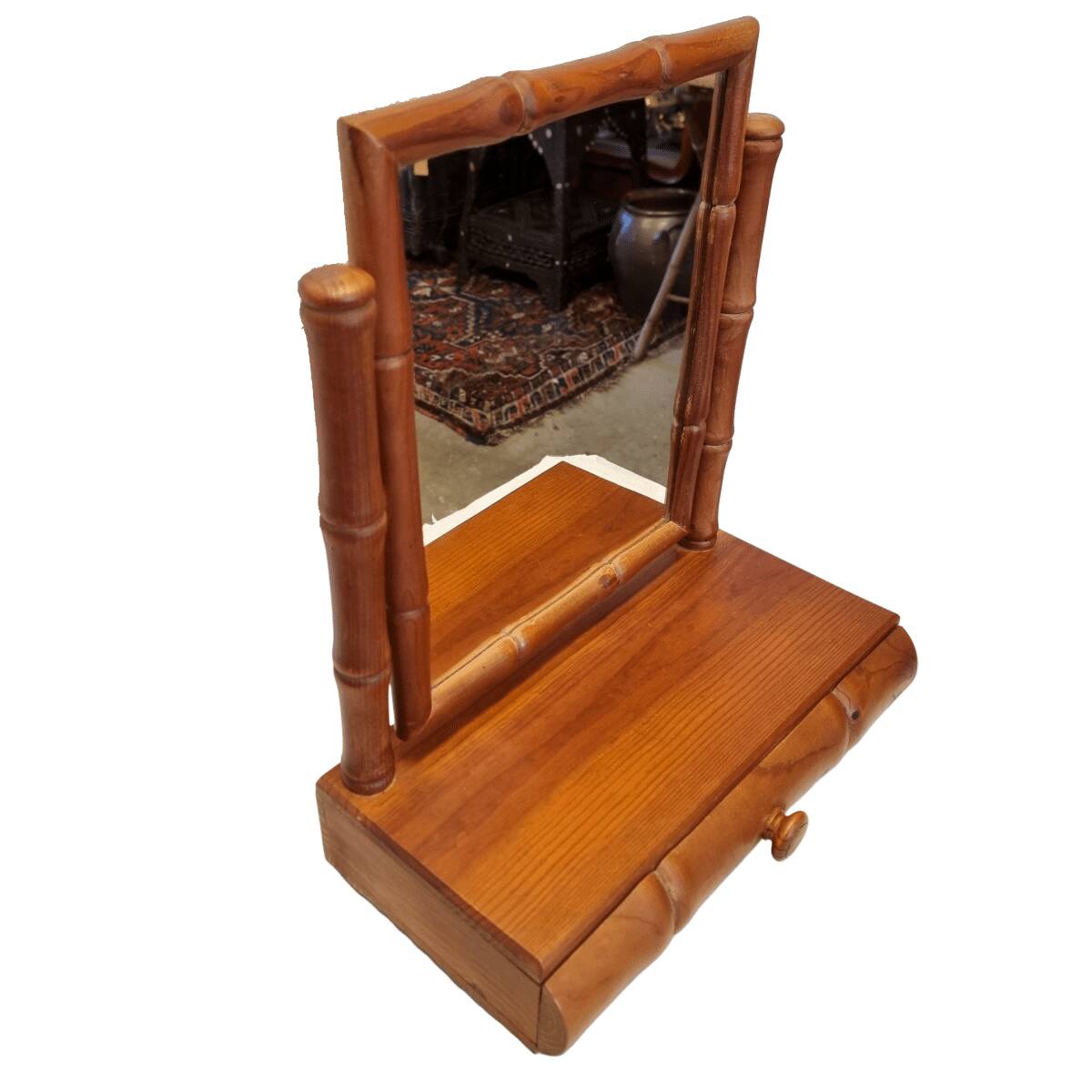 Vintage French Wooden Table Mirror, mid-century