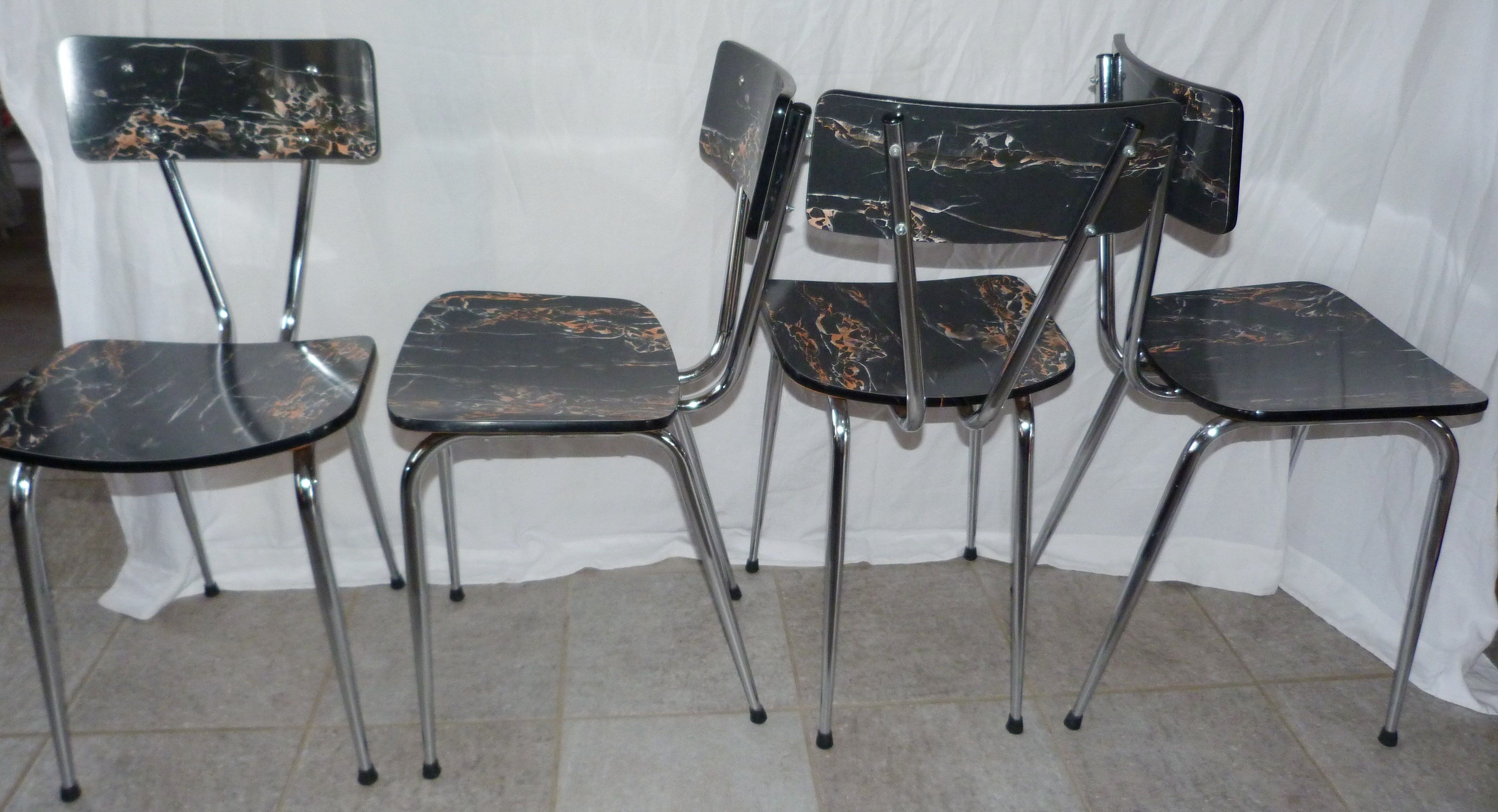 Set of 4 chairs formica marbled