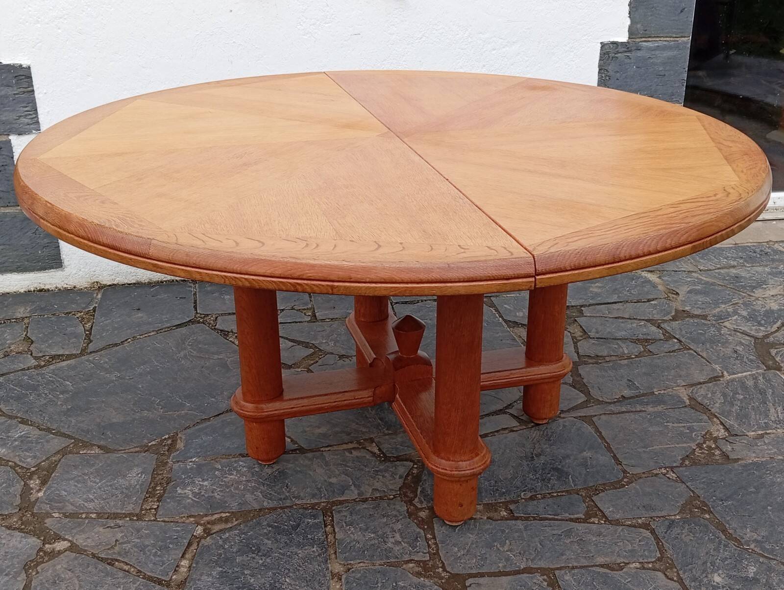 Large oak table by Guillerme & Chambron