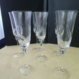 Set of 6 flutes champagne decor in frosted glass