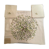Hand-embroidered tablecloth on rectangular thread canvas