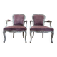 Pair of Louis XV style cabriolet armchairs with velvet upholstery