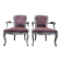 Pair of Louis XV style cabriolet armchairs with velvet upholstery
