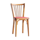 Chaise bistrot années 50 en bois et simili cuir rouge