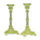 Pair Uranium or annagreen glass candlesticks by Vallerysthal & Portieux