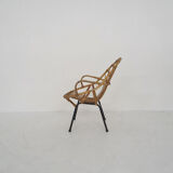 Rohe Noordwolde rattan and metal lounge chair, The Netherlands 1950's