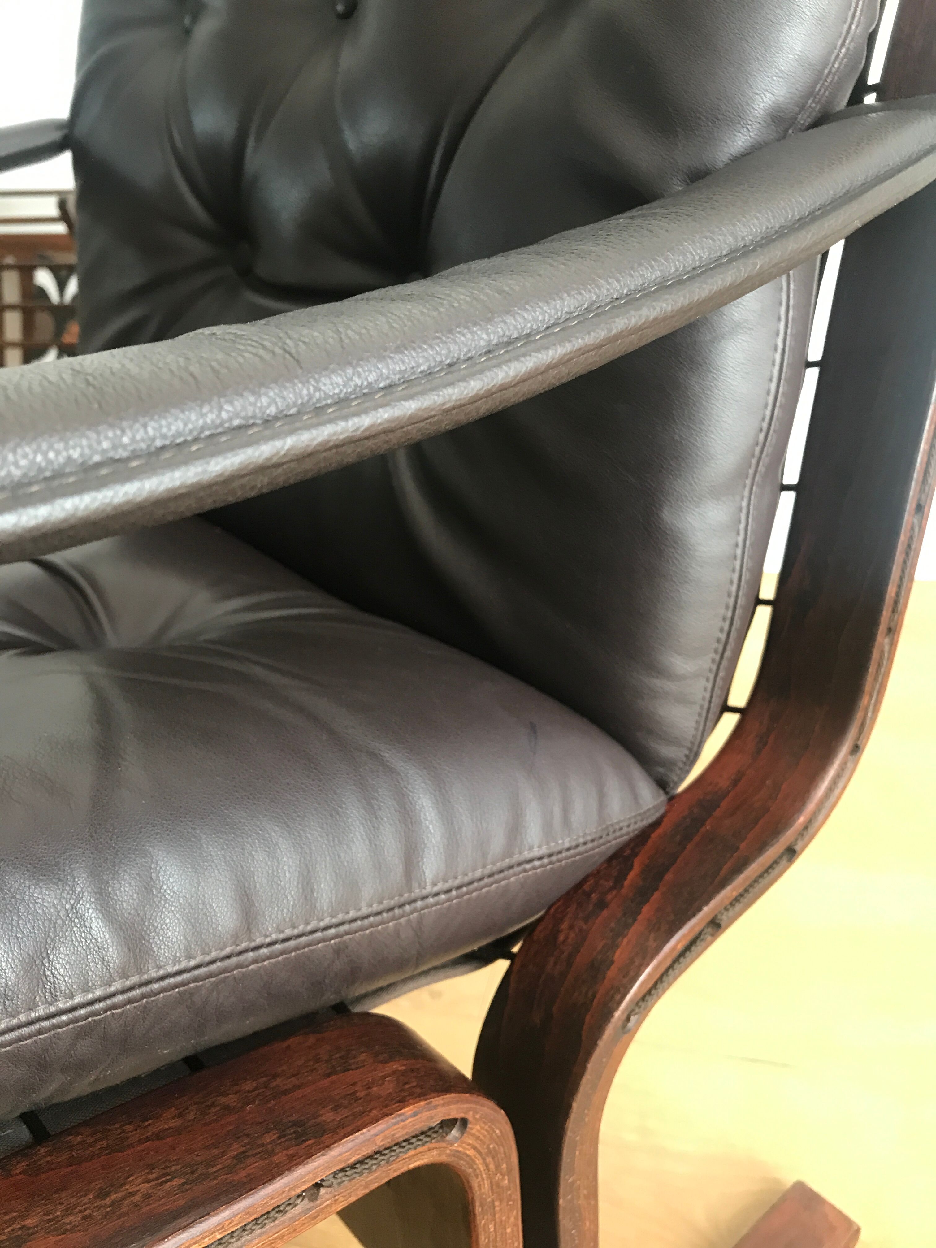 Armchair siesta brown leather by ingmar relling for westnofa