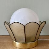 Globe table lamp with vintage opaline and mother-of-pearl shade