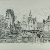 Original drawing of Nantes, rue des Cordeliers et du Refuge - ink on paper - 1987