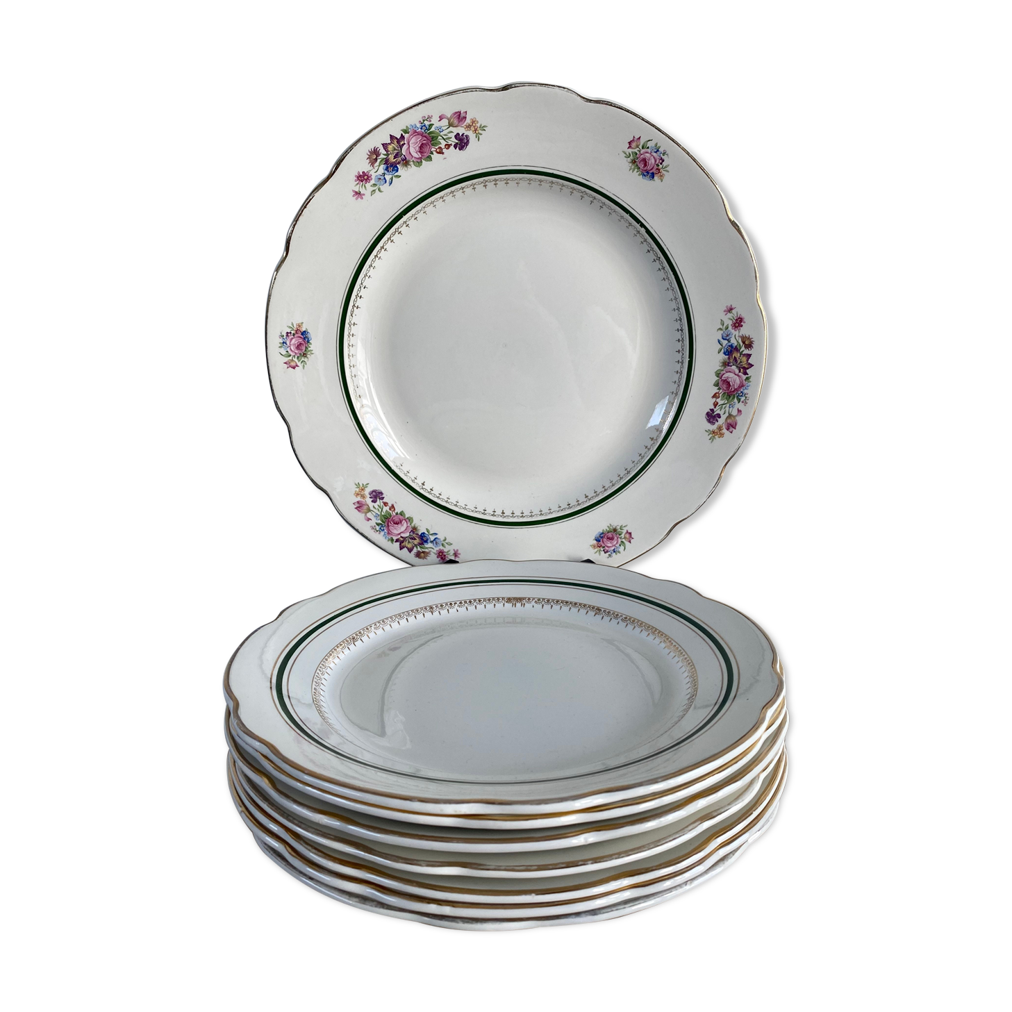 Plate service and dish Sarreguemines old