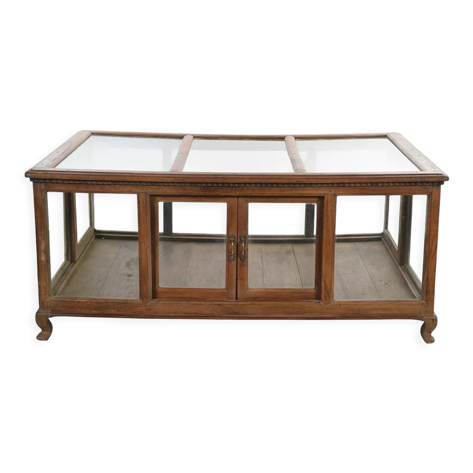 Vitrine de présentation en bois sur pieds