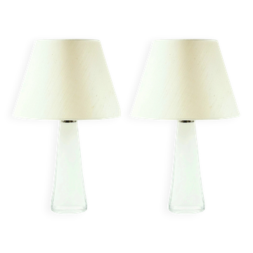 Paire de lampes de table en verre scandinave par C. Fagerlund pour Orrefors, années 1960.