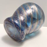 Blue Murano Glass Vase by Fratelli Toso with Bronze Aventurine