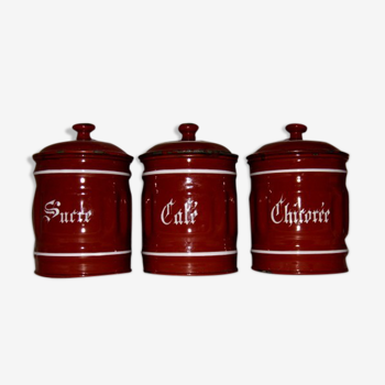 Set of 3 vintage enamelled spice boxes