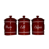 Set of 3 vintage enamelled spice boxes