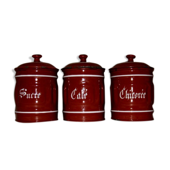 Set of 3 vintage enamelled spice boxes
