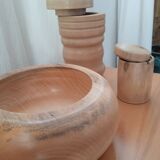 Turned wooden pot set