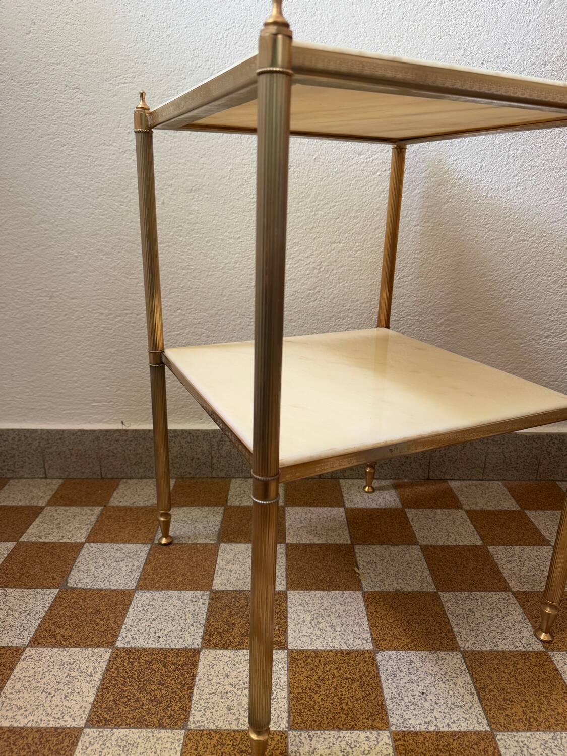 60s brass marble side table