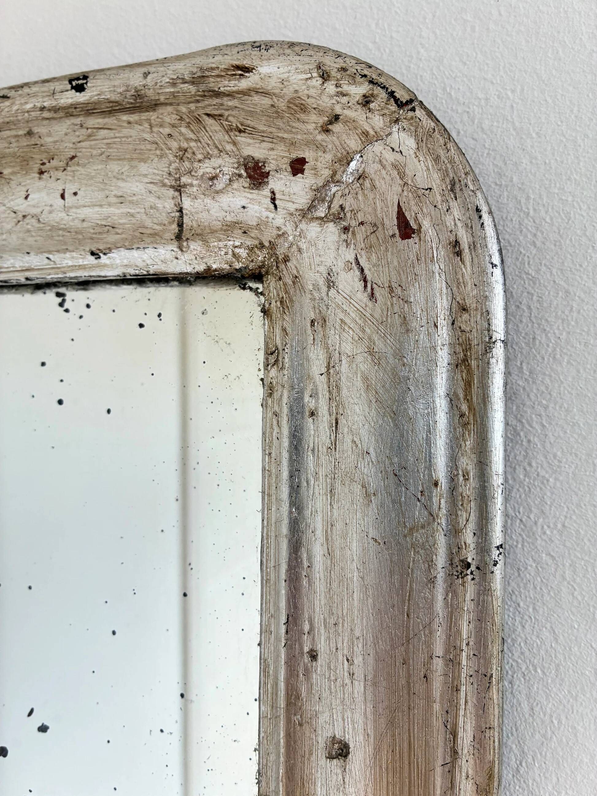 Antique French Louis Philippe silvered giltwood mirror – late 19th century