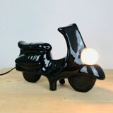 Vintage black ceramic scooter lamp