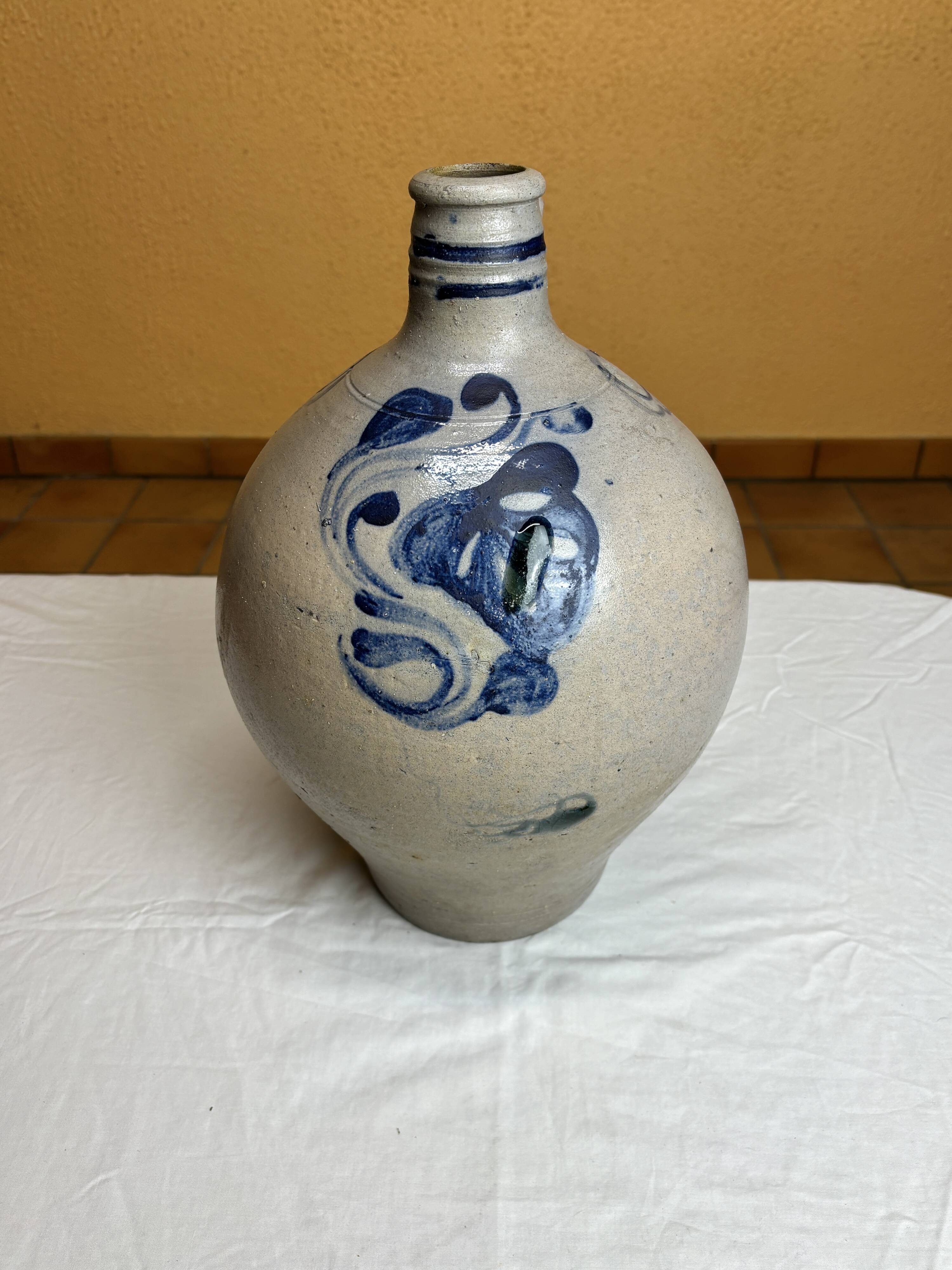 Old oil bottle in Alsatian stoneware