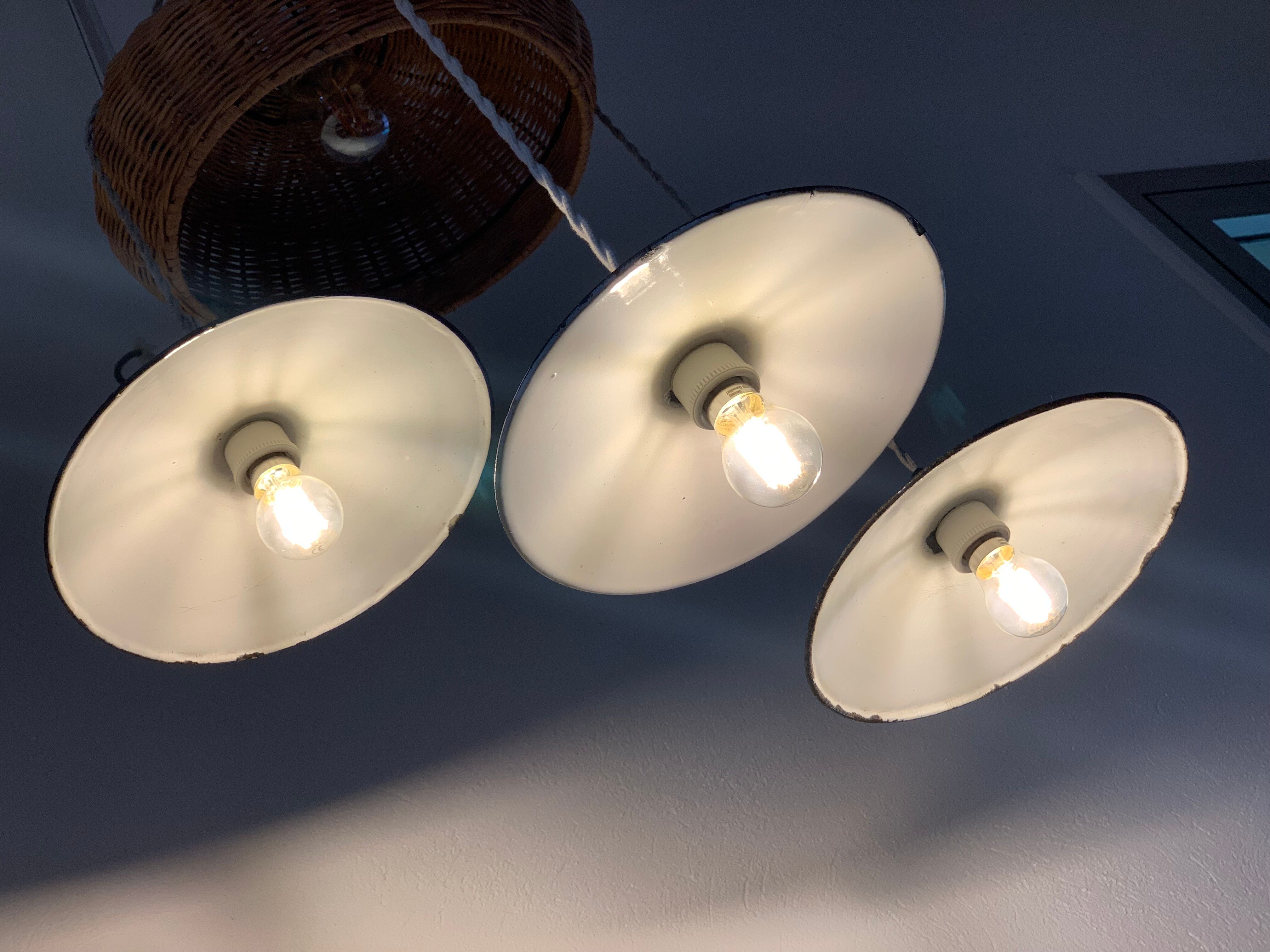 Set of 3 suspensions bistro sheet metal enamelled